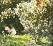 Peter Severin Kroyer haveparti fra skagen med kunstnerens hustru oil painting